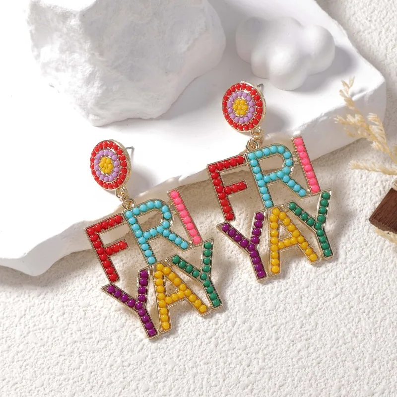 

Серьги FRIYAY: креативный дизайн, модные и свежие, из рисовых бусин, универсальные модели из сплава, подчеркивающие индивидуальность