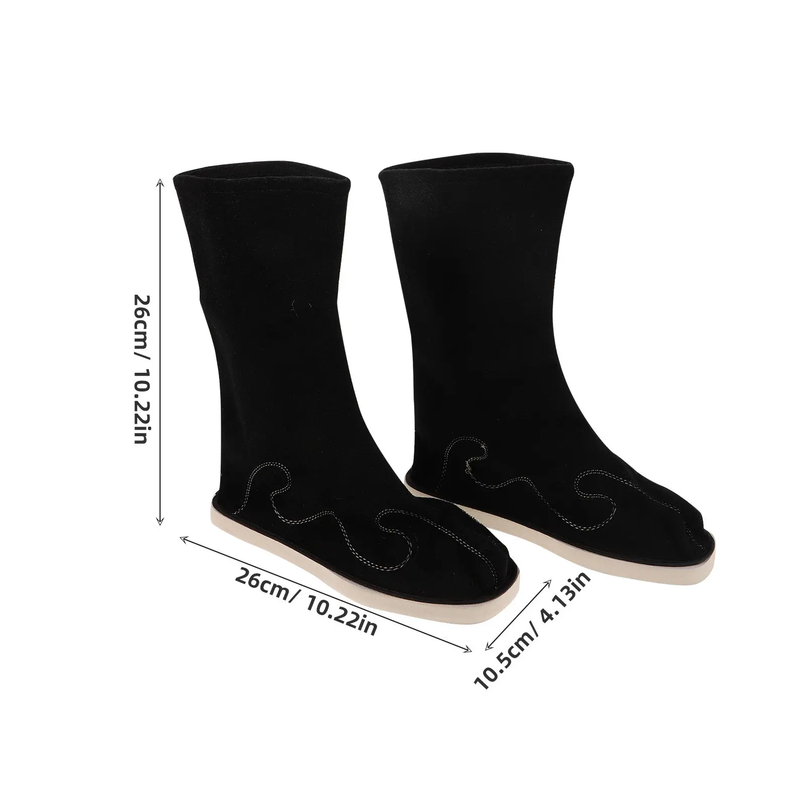 1Pair Premium Hanfu Boots Men Traditional Chinese Midcalf Shoes Embroidered Artistry Antislip Sole for Cultural Event Cosplay