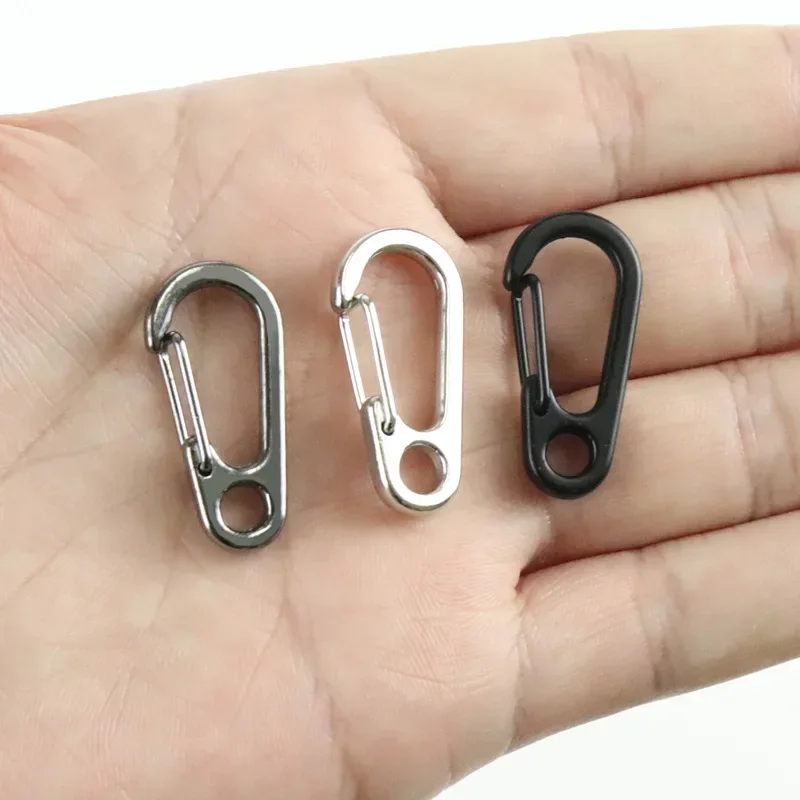 2pcs Mini D Shape Carabiner Camping Hiking Hook Hanging Buckle D-Ring Keychain Parachute Cord Flashlight Spring Clips EDC Tools