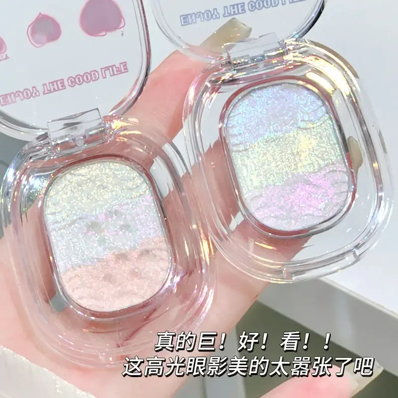 xixi Mashed Potato Highlight Gradient Eyeshadow Palette Burst Sparkle Silkworm Super Brightening Crystal Purple Pearl Chameleon