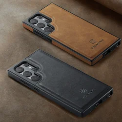 Strong Magnetic Leather Case for Samsung Galaxy S26 S25 Ultra S24 S23 Plus FE S22 Marnet Car Mount Wireless Charging Cover Coque