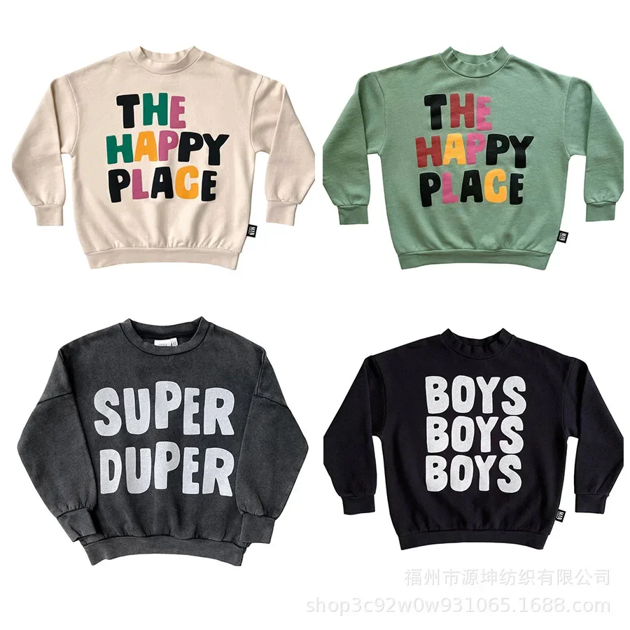 Kids Sweatshirt 24 Autumn New LMH Boys Alphabet Sweatshirt INS Style Kids Long Sleeve Sweatshirt Kids Long Sleeve【In Stock】