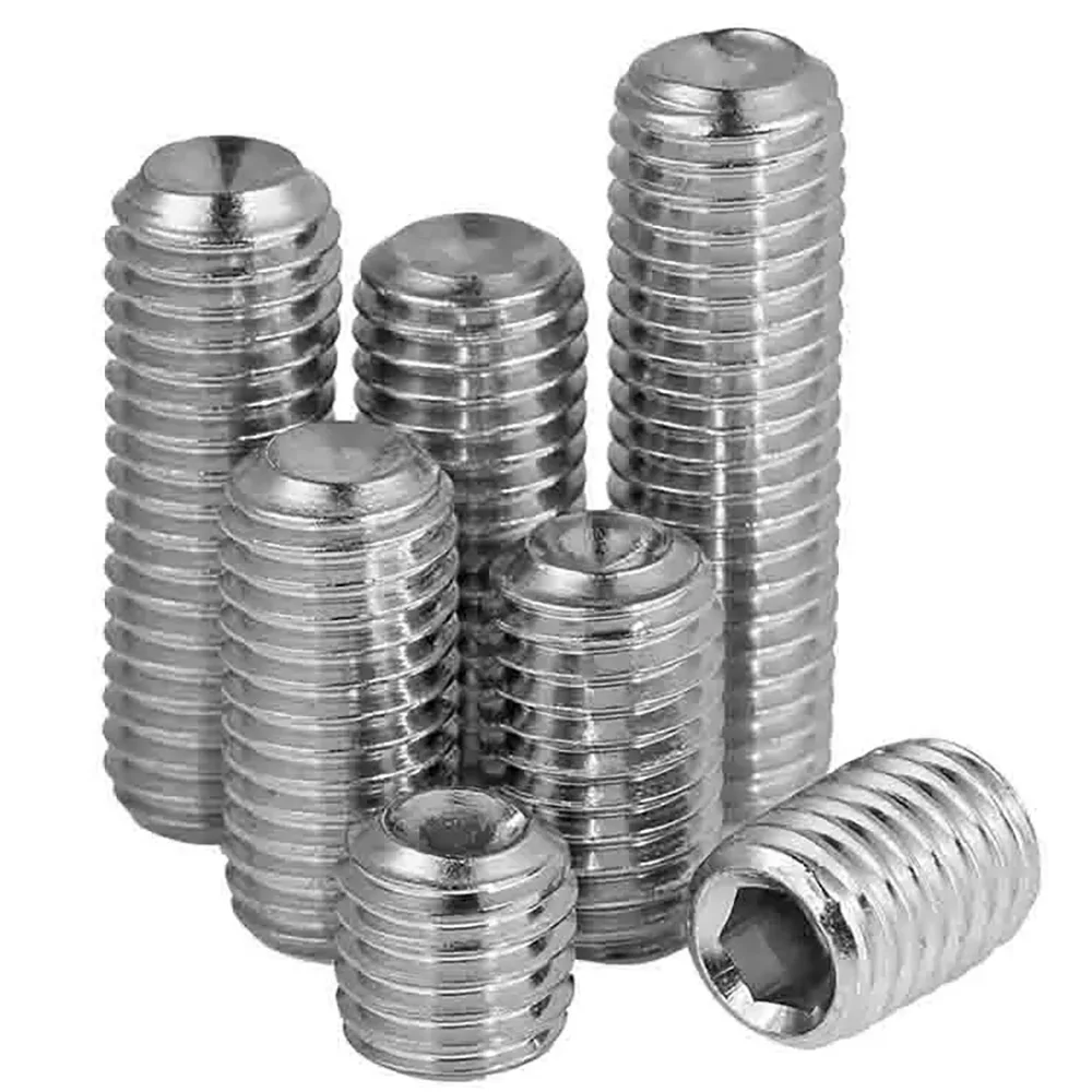 100-1pcs M3 M4 M5 M6 M8 M10 M12 Allen Point Grub Headless Concave Screw Set Bolt A4 316 Stainless Steel Hex Socket Cup Screws