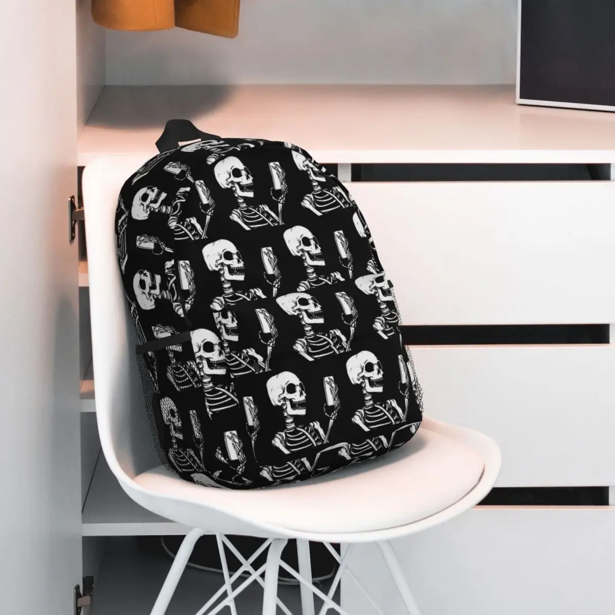 Skeleton Playing Phone Backpack Student BookBag Children School Bag Laptop Shoulder Bags for Boys Girls