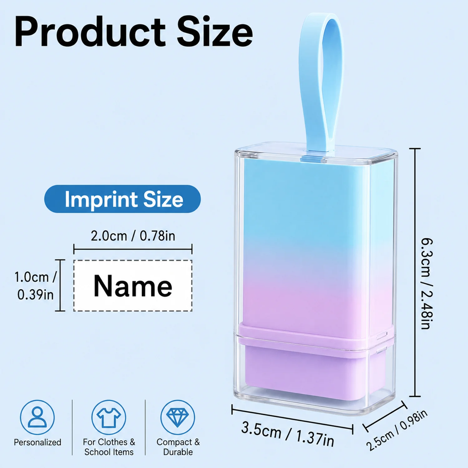 Creative Gradient Custom Name Stamp – Personalized Design Name Stamp, Suitable for School Supplies,  Portable Name Stamp view 2
