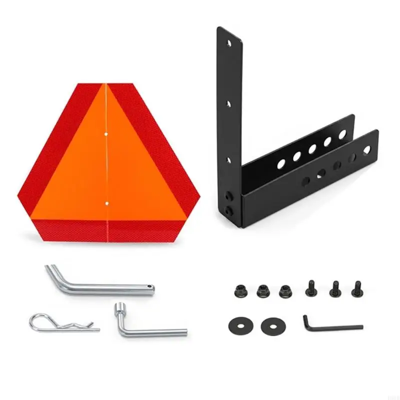 Slow Moving Vehicle Sign Bracket with Reflective Rear Marker, Steel Mounting Bracket and Hardware H9EE