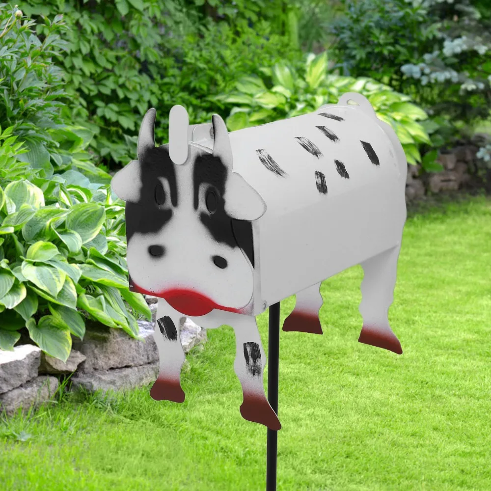13pcs Iron Cow Mailbox Cover Ample Inner Space Spacious Delivery Port Animal Mailbox Cow Spots Cow Letter Box Cover Yard Decor