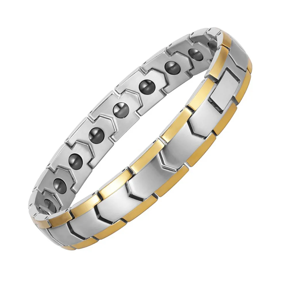 Trendiges 10MM Edelstahl Permanentmagnet Magnetarmband für Damen und Herren Metall HipHop Paar Schmuck Geschenk