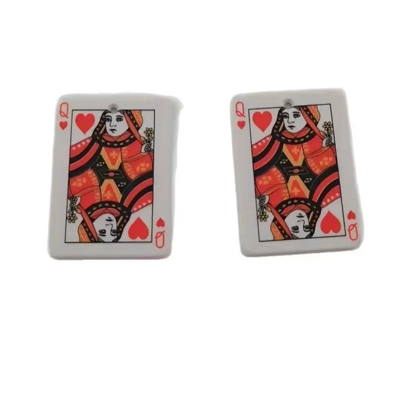 10pcs acrylic double-sided simulation poker pendant, DIY jewelry making earrings necklace keychain accessories view 3