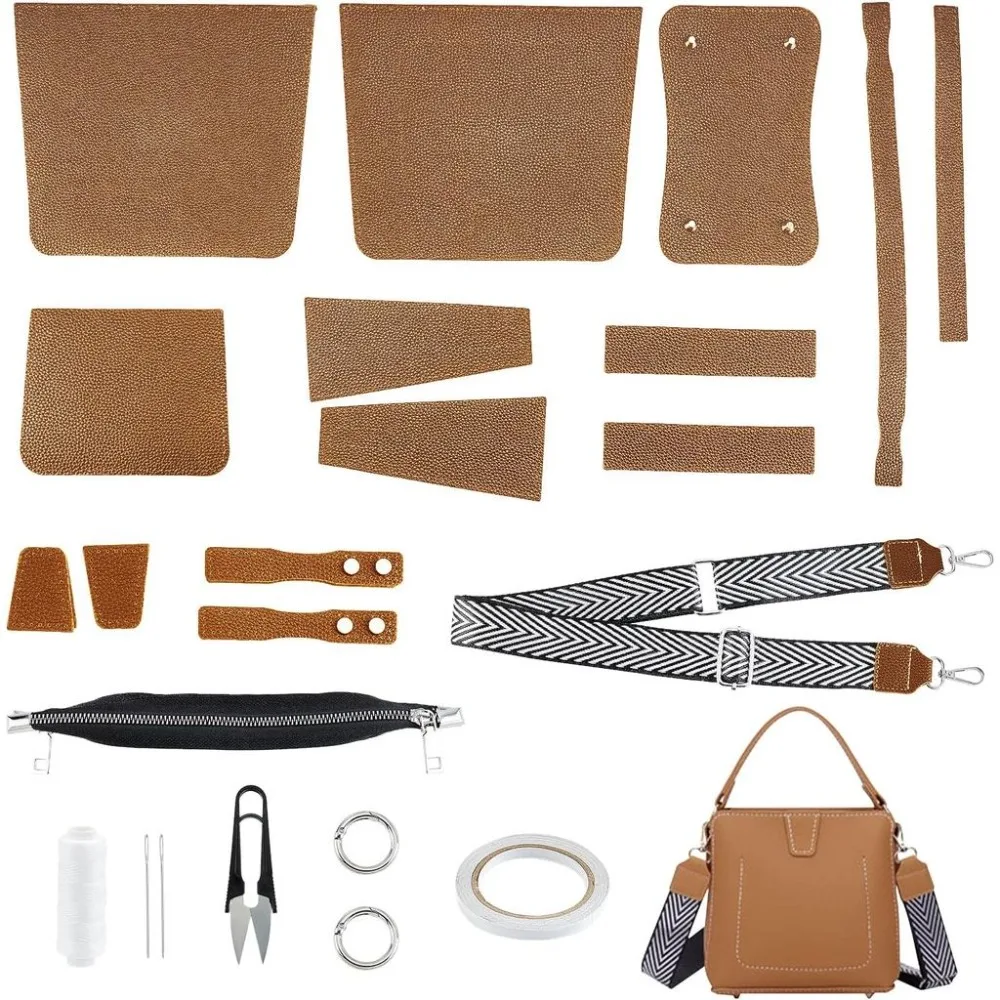 23pcs DIY Leather Craft Bag Making Tool Kit Knitting Crochet Bag Sewing Material Handmade Bucket Bag Purse Making Shoulder Bags