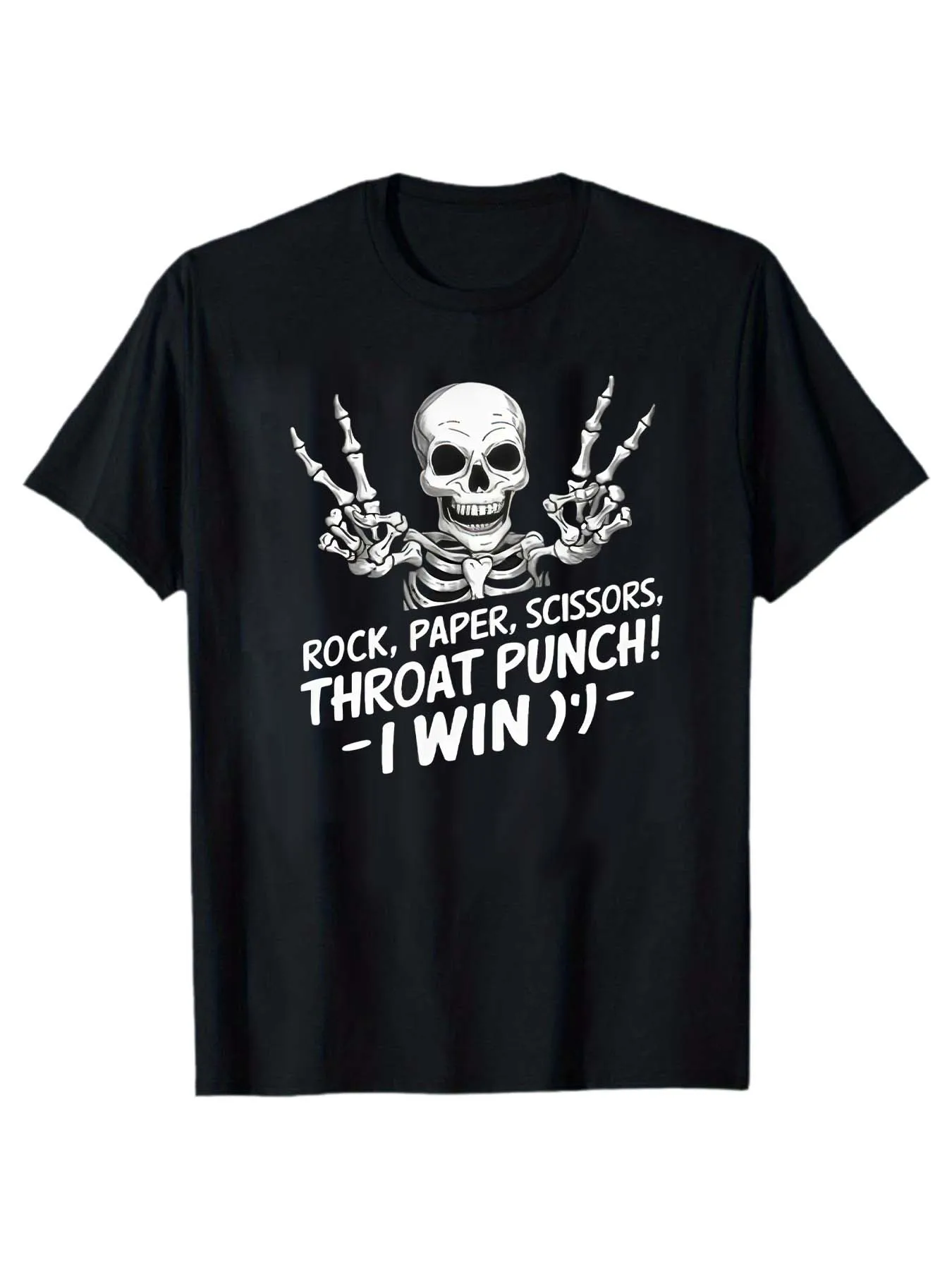تي شيرت رجالي بأكمام قصيرة من القطن 100% مع مقص ورق صخري على شكل جمجمة مضحكة ومقص IWinPrintDesignCasualStyleforHomeOutdoorParty #1