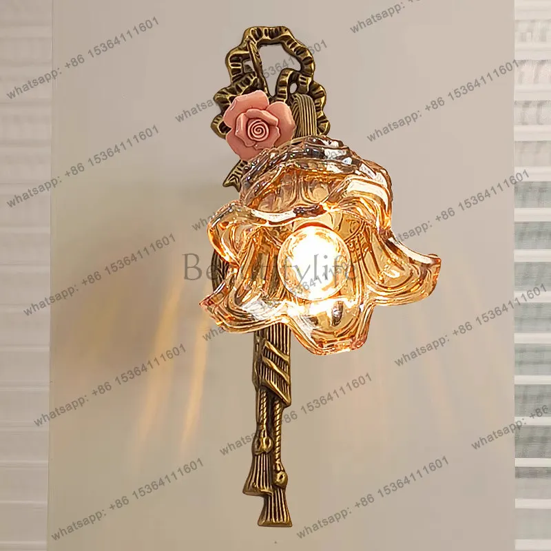 hot French retro bedside wall decoration luminous idyllic living room background wall atmosphere ornament