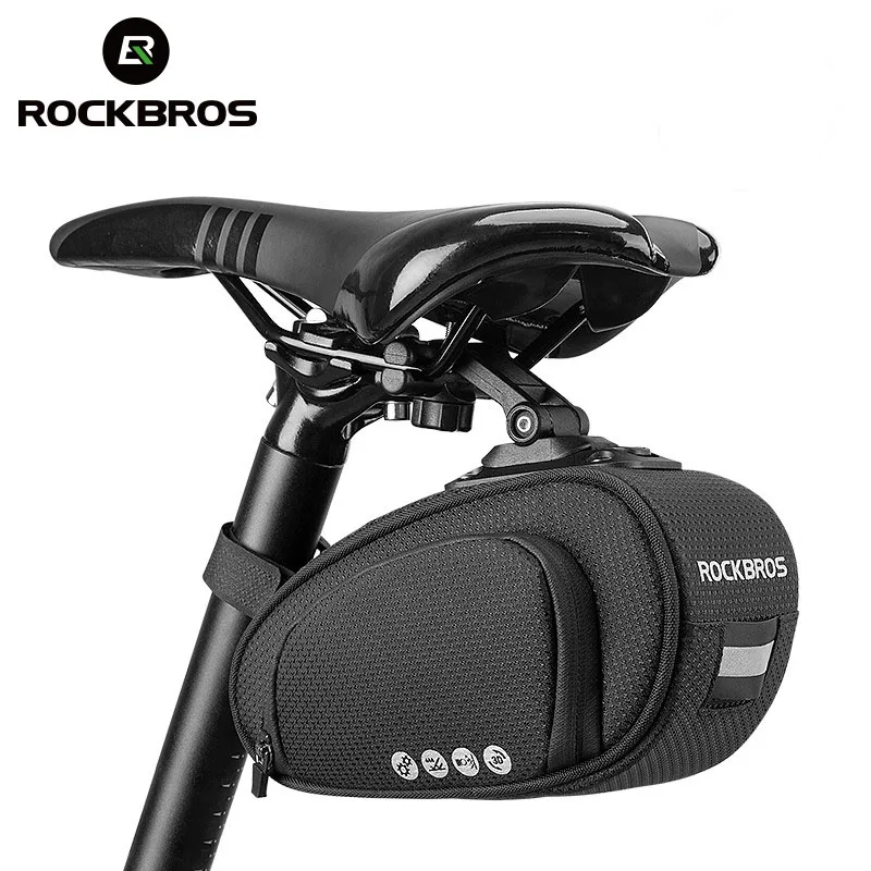 ROCKBROS Bicycle Bag Shockproof Rainproof Bike Saddle Bag Refletive Rear Large Capatity Seatpost MTB Road Bike Bag Accessories