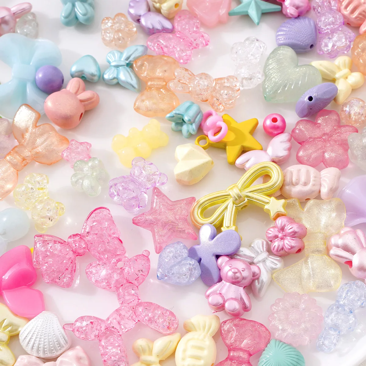 50-250g Colorful Acrylic Candy Beads Flower Chain Bulk Spaced Bead DIY Making Bracelet Necklace Gift Jewelry Accessories