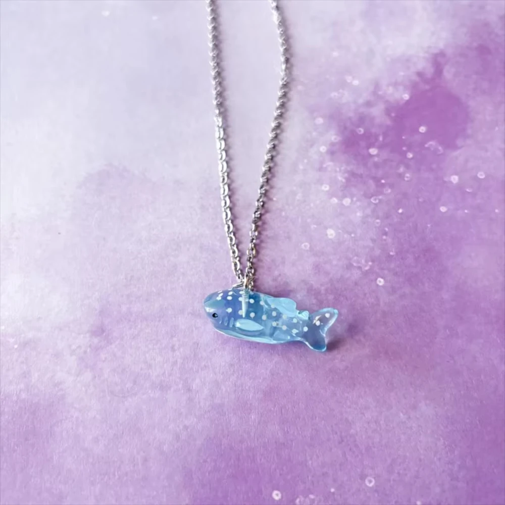 Sweet Adorable Blue Whale Shark Clothing Accessories Necklace Birthday Party Jewelry Charms Gifts For Girls