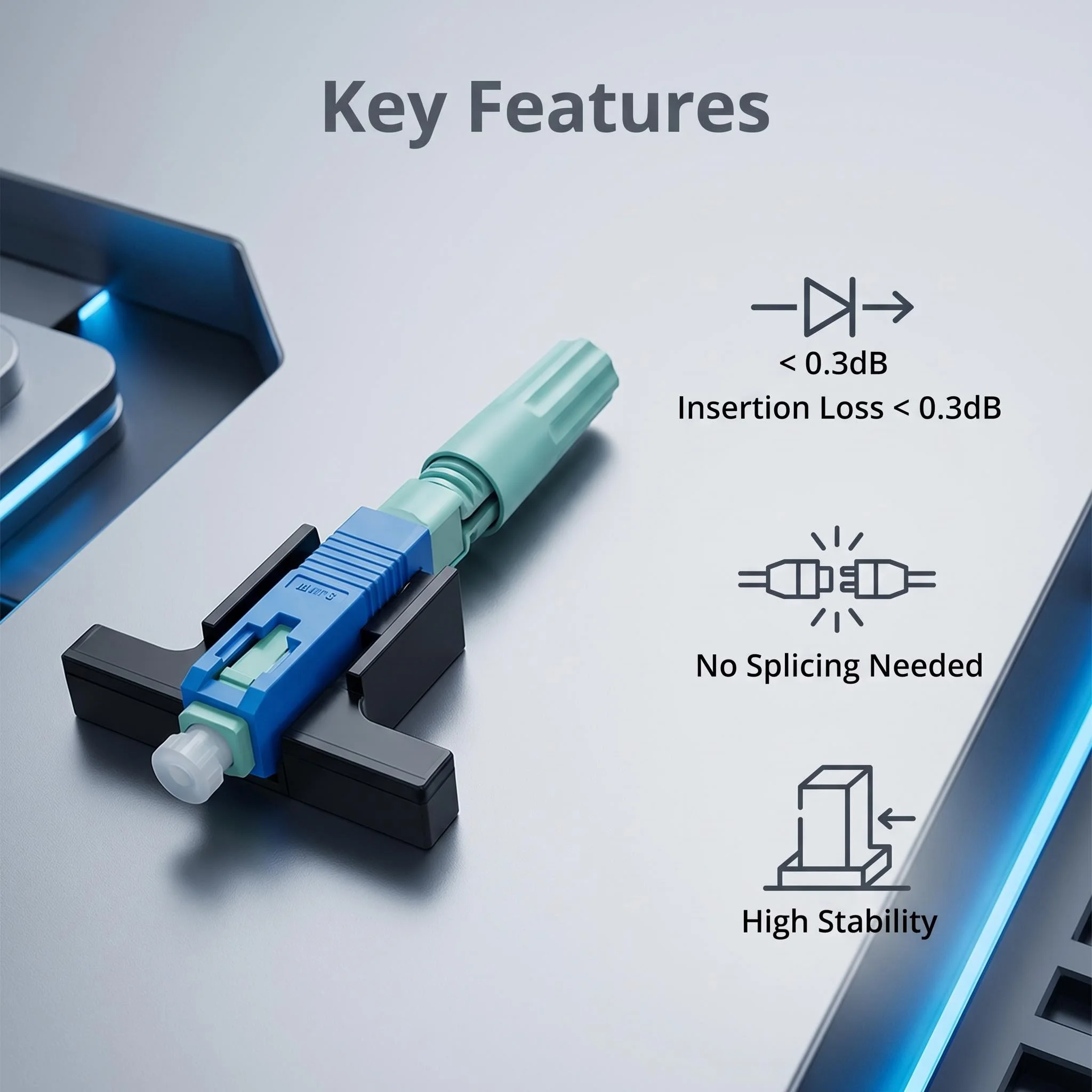SUMMITEK SC APC Optical Fiber Quick Connector Single Mode SCUPC FTTH Embedded Fiber Optic Cable Cold Splicing Fast Connector