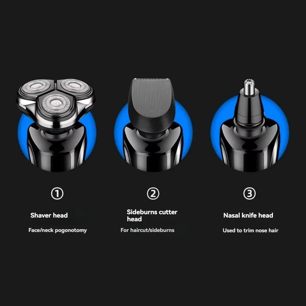 ماكينة حلاقة كهربائية من Xiaomi 3 في 1 برأس مزدوج 5000 شاشة ديجيتال قابلة للغسل وقابلة لإعادة الشحن بدون فرش للرجال ماكينة حلاقة سريعة الشحن 2025