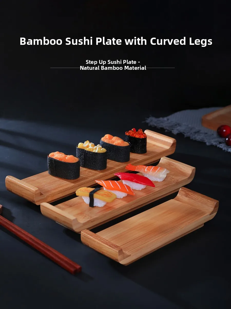 Plato Rectangular largo de bambú creativo, plato japonés Sle Sui, tablero de madera, arreglo Dim Sum Di de 0 pulgadas hecho a mano