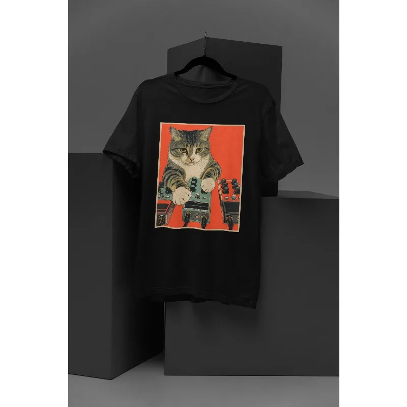 Cats Playing Guitar Pedals | Cats and Guitar Pedals Summer New Casual Fashion Suitable for Both Men and Women