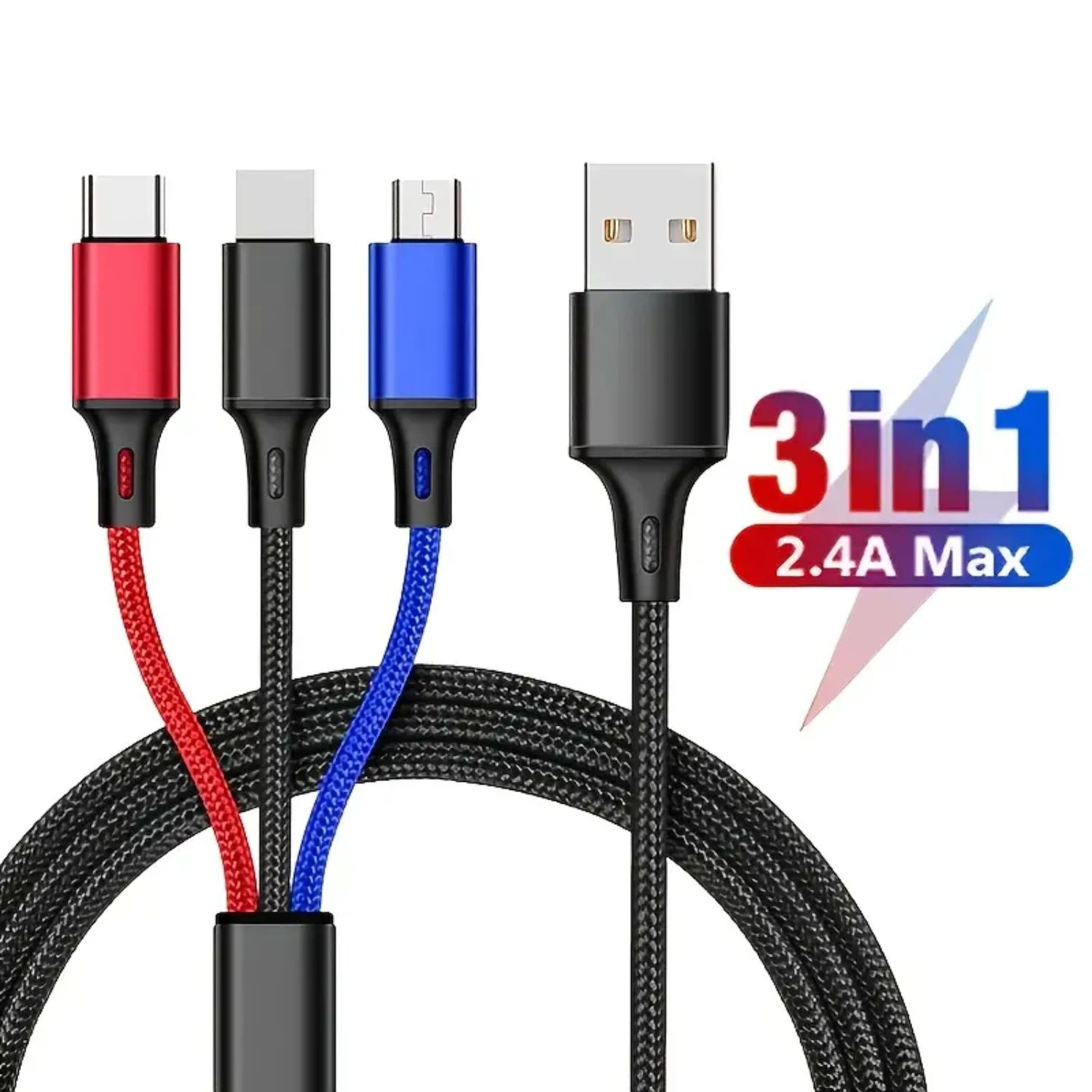 

High-Speed Fast Charging 6A USB C Data Cord - Multi-functional QC3.0 Type C Cable with Multiple USB Ports - Compatible with iPho