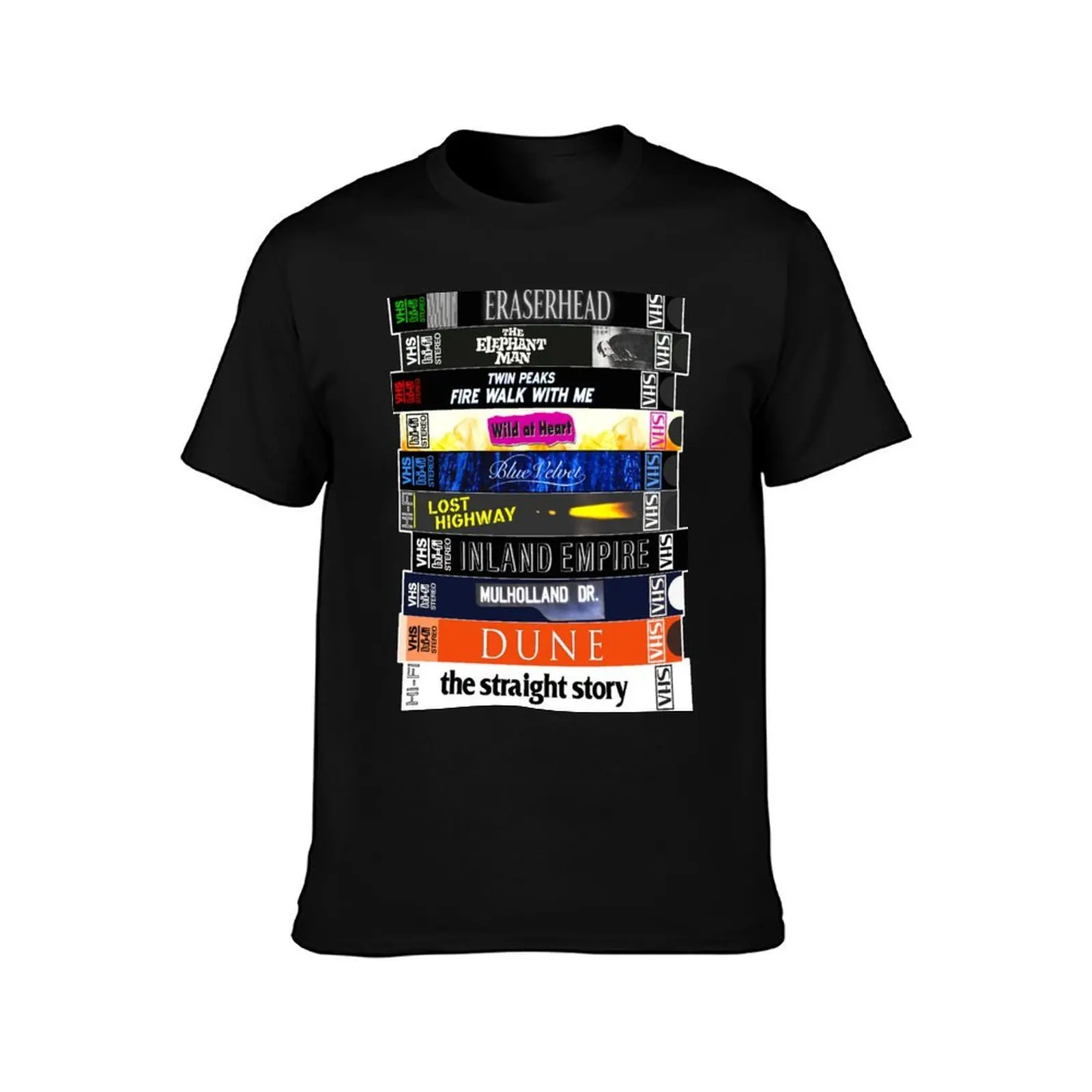 David Lynch VHS Movie Stack T-Shirt Outdoor Work Short Sleeve Top