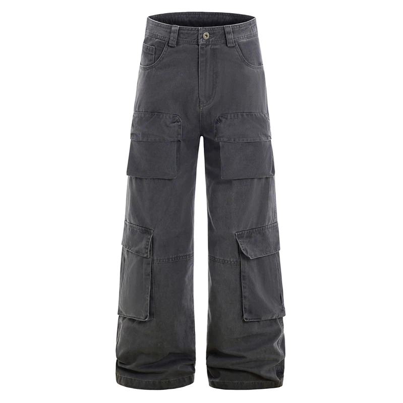 

GXFortune American Retro Multi-ket Work Pants Loose Straight Leg Casual Trousers for Men And Women Spring Summer New Sle