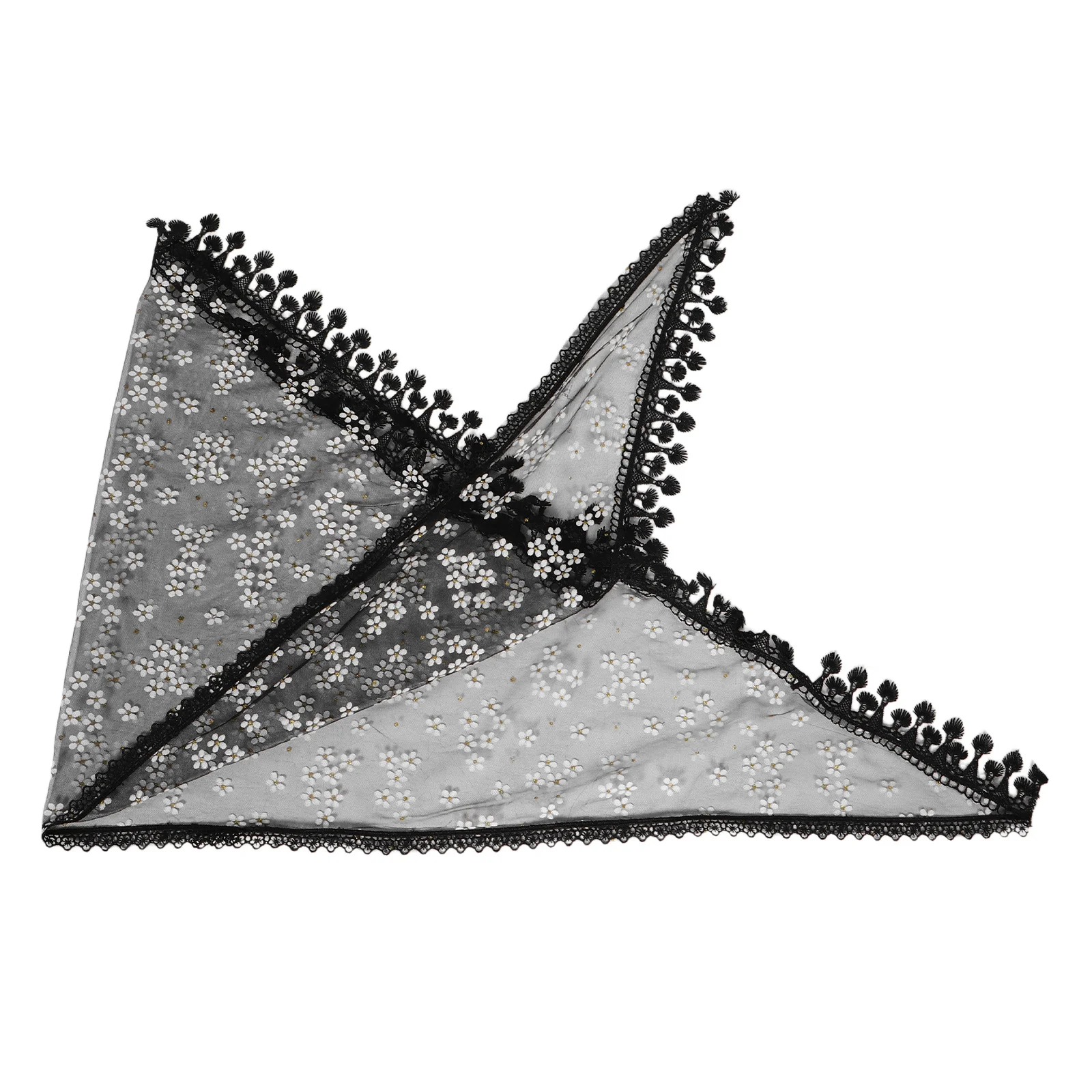 

Catholic Hollow Scarf Fringe for Women White Lace Triangular Headscarf Fashionable and Versatile