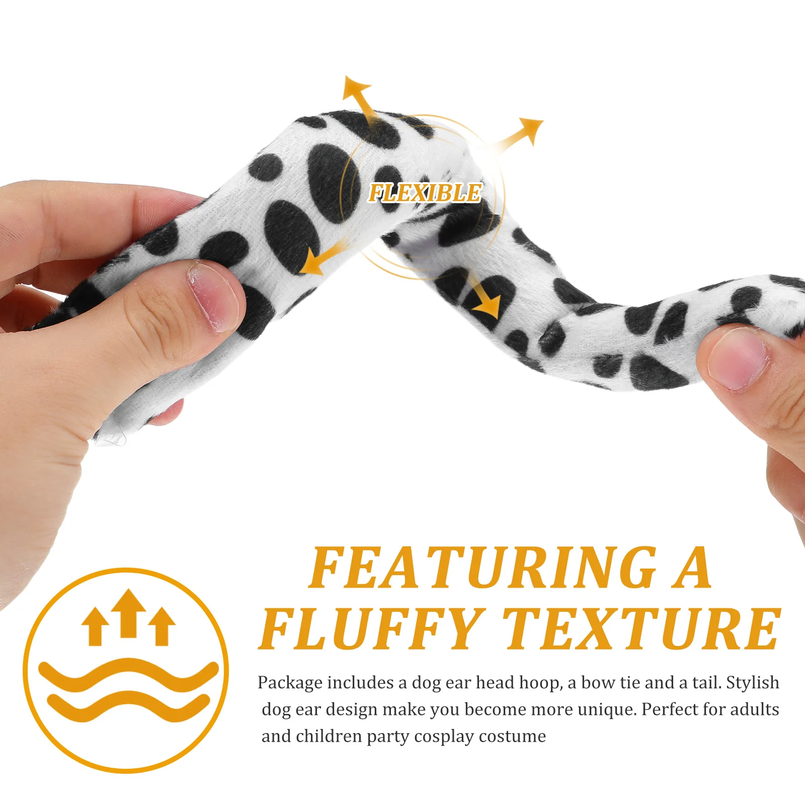 Kostium na Halloween dla psa, 2 zestawy: uszy, opaska, muszka, ogon, akcesoria dla dzieci i dorosłych, poliester