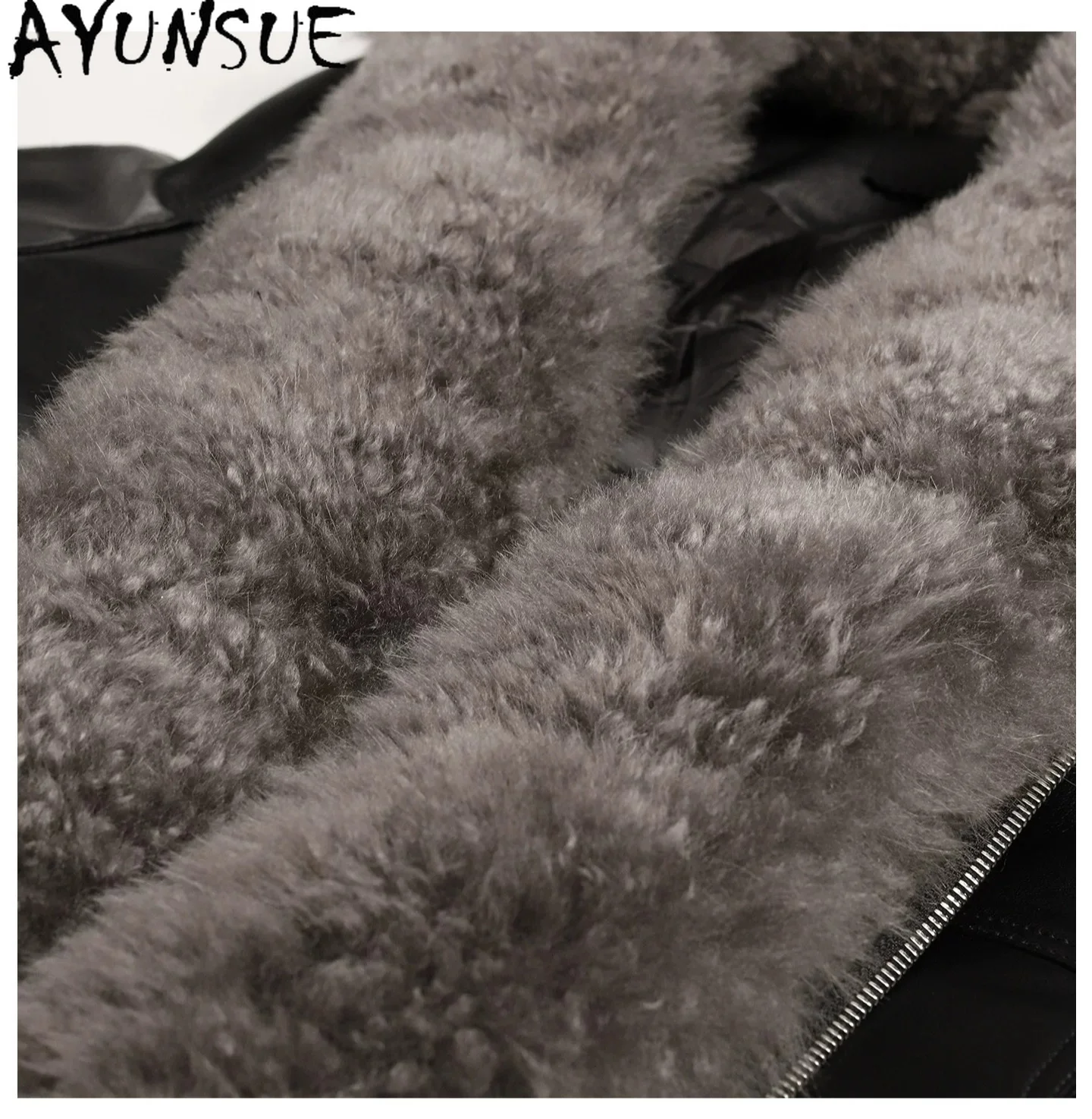 AYUNSUE Natural Sheepskin Real Leather Jacket Women 90% White Goose Down Coats Woman Autumn Winter Clothes Cashmere Collar New