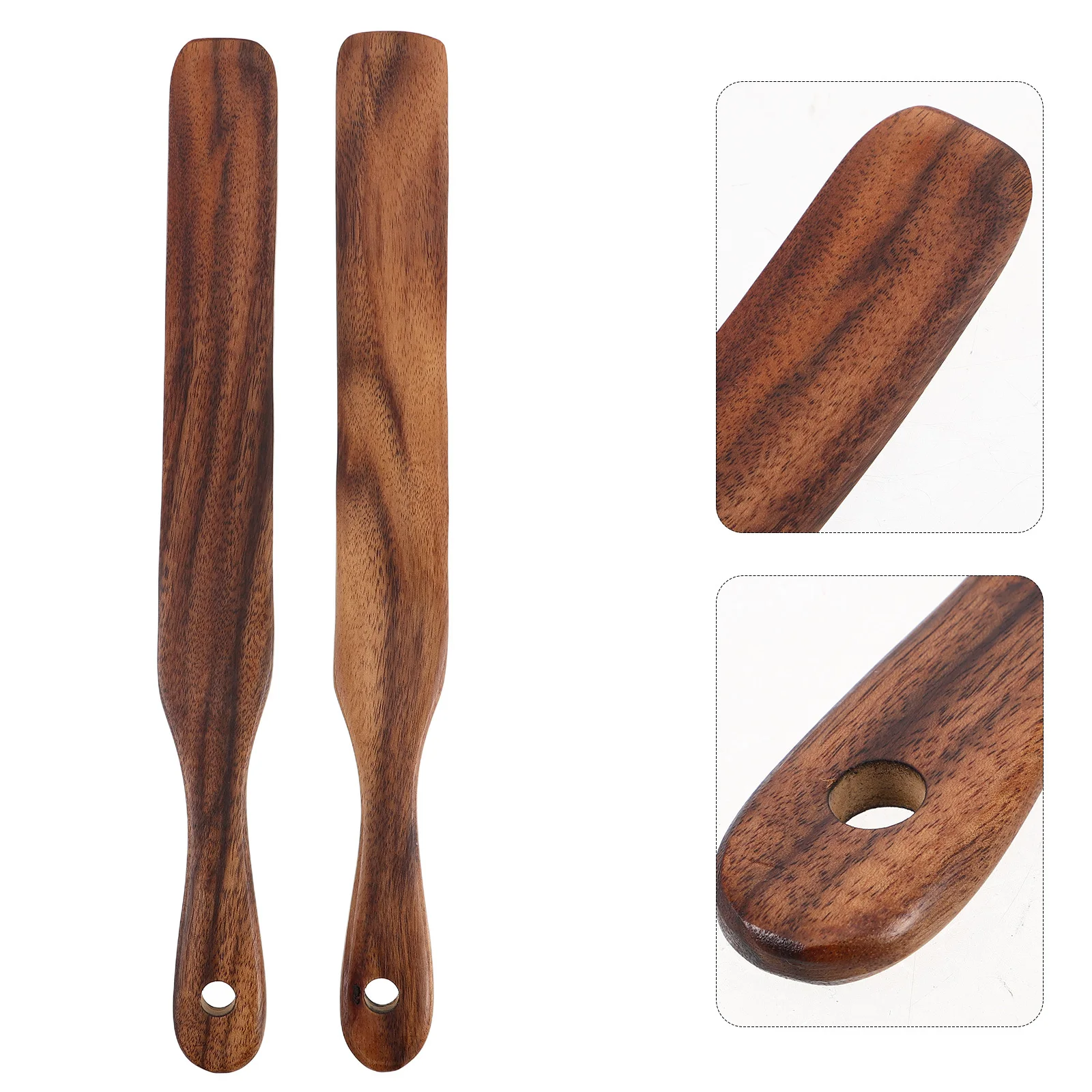 

2Pcs Wood Sourdough Spurtles Hanging Hole Nonstick Kitchen Utensils Multipurpose Dough Mixer Butter Spreader Baking Stirring