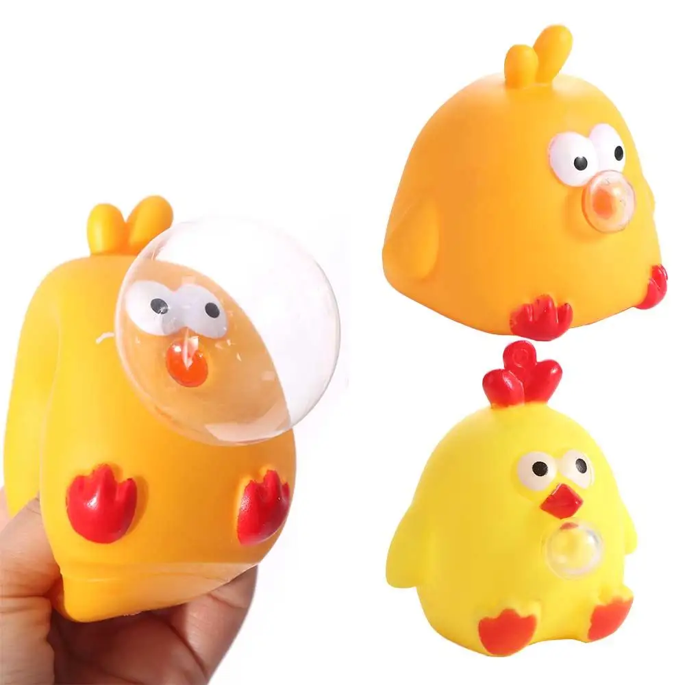 Balles à presser poulet jaune jouets à presser coup bulle pincement pétrissage pincement jouets haute élastique nouveauté dessin animé pétrir jouet bébé jeu