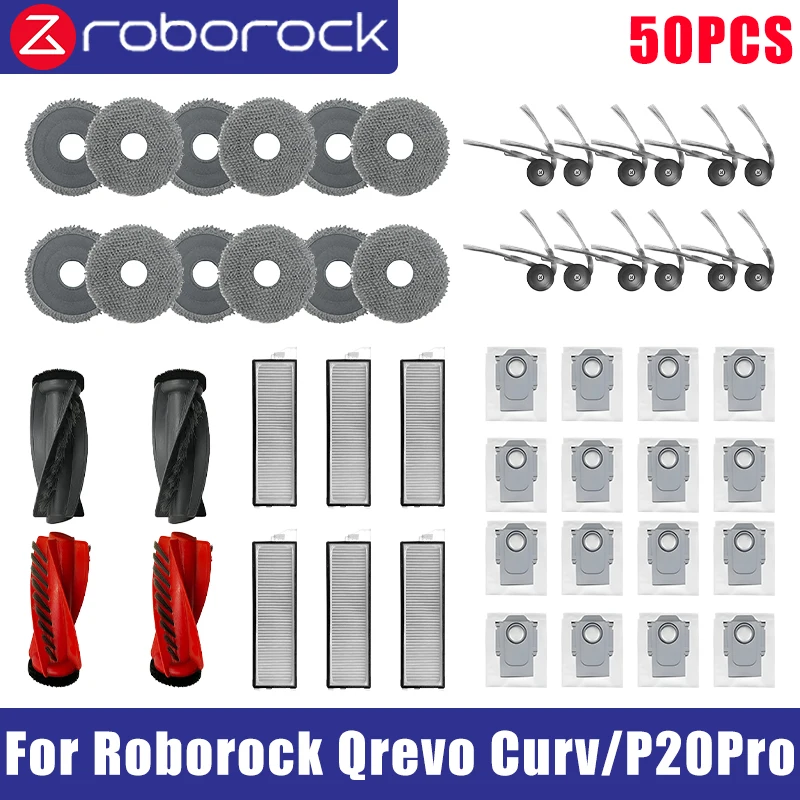 Roborock Qrevo Curv Robot Vacuum Cleaner Accessories Main Roller Side Brush Hepa Filter Mop Cloth Dust Bag Parts Replacement