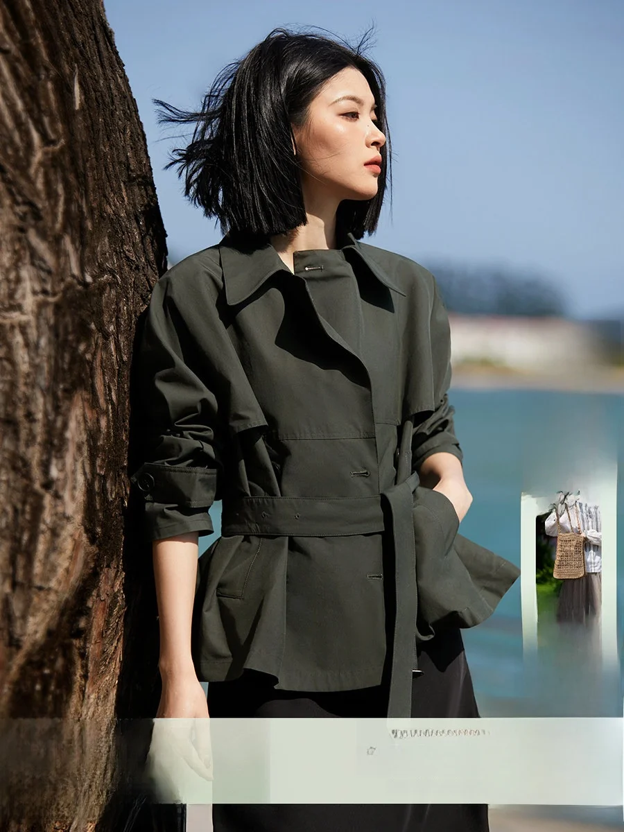 

Ветровка Xhange Spring Commuter Style: короткая женская куртка в корейском стиле, повседневная, свободного кроя, из хлопка, с длинными рукавами, без флиса, с карманами