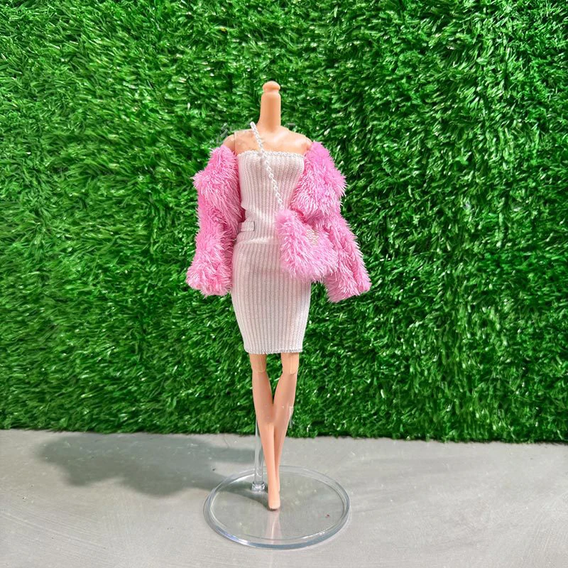 11.5 "Pop Jurk 1/6 BJD Pop Elegante Feestkleding 30 cm Pop Pluche Bontjas Jurken Casual Draagt prinses Rok DIY Accessoires