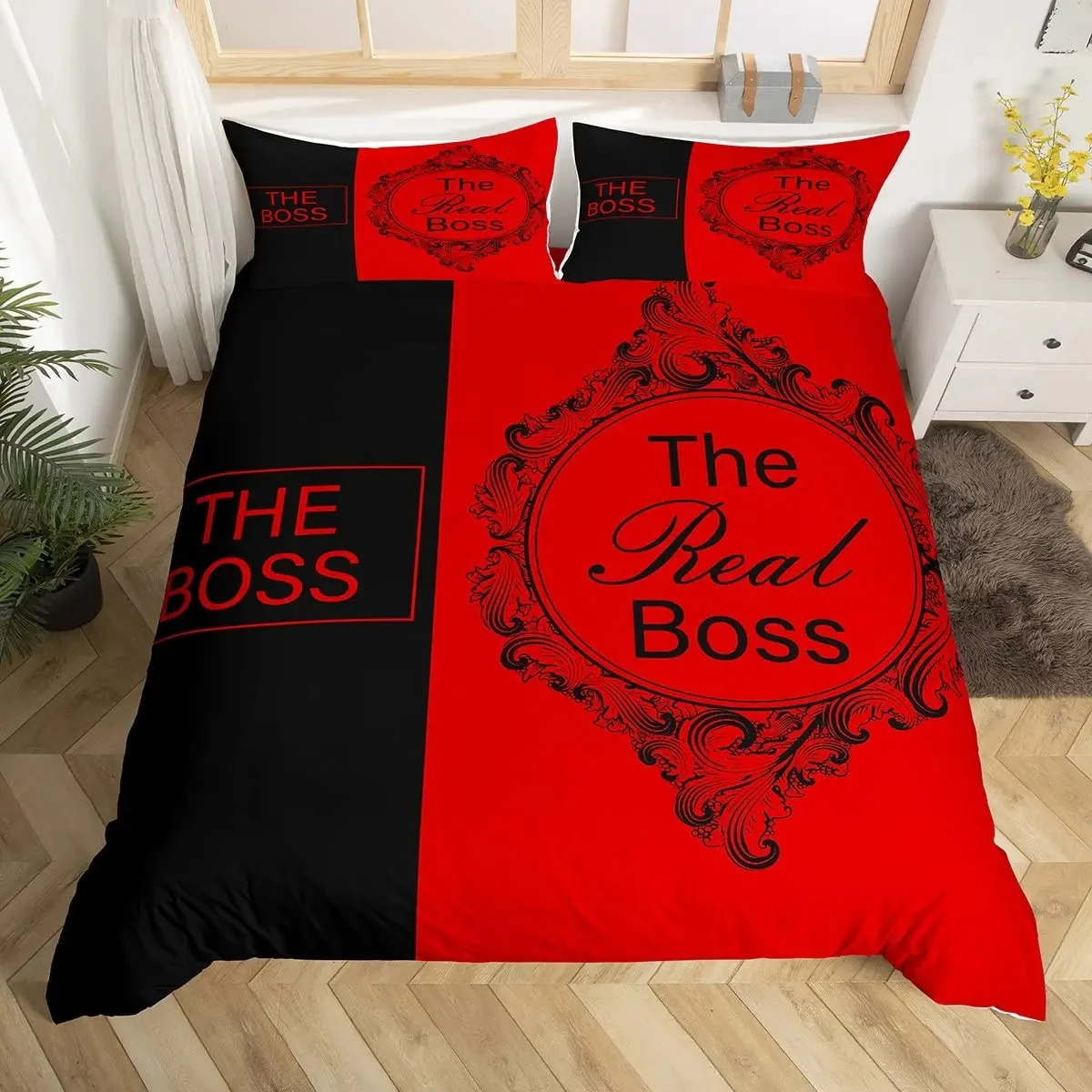 Couple Black and White King Queen Duvet Cover Mr and Mrs Gifts Bedding Set Red Lips Quilt Cover Soft Polyester Comforter Cover