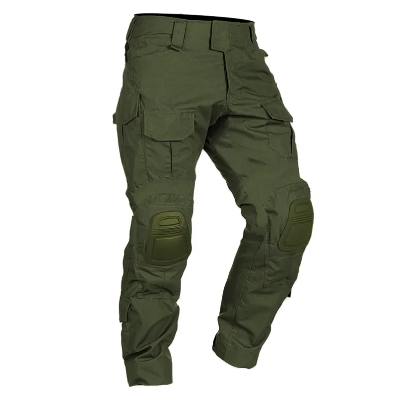 Pantaloni da combattimento da uomo con ginocchiere Pantaloni sportivi cargo tattici Airsoft Camo Trekking Abbigliamento da caccia Resistente all'usura