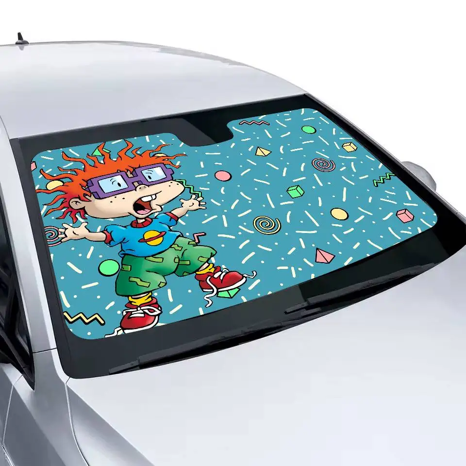 Pare-soleil de voiture mignon R-RUGRATS de dessin animé drôle, Protection Anti-UV, pare-soleil avant, protecteur de refroidissement pour l'intérieur du véhicule
