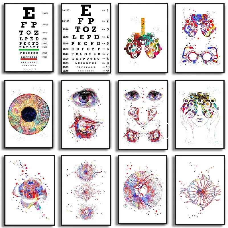 1PC  Ophthalmologist Optician human Eye Anatomy Art Canvas Painting Optometry Tools Posters Prints Wall Pictures Doctor Offic