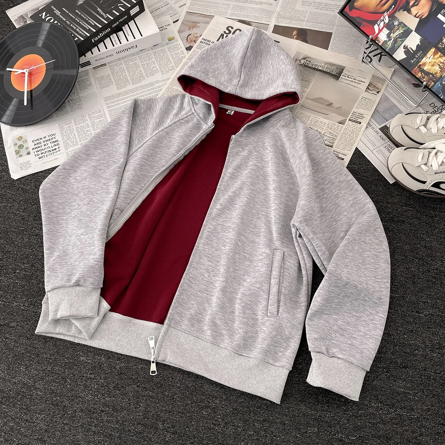 

Мужская толстовка Cleanfit: весенне-осенняя повседневная свободная толстовка-кардиган в стиле колор-блок для пар, американский уличный стиль