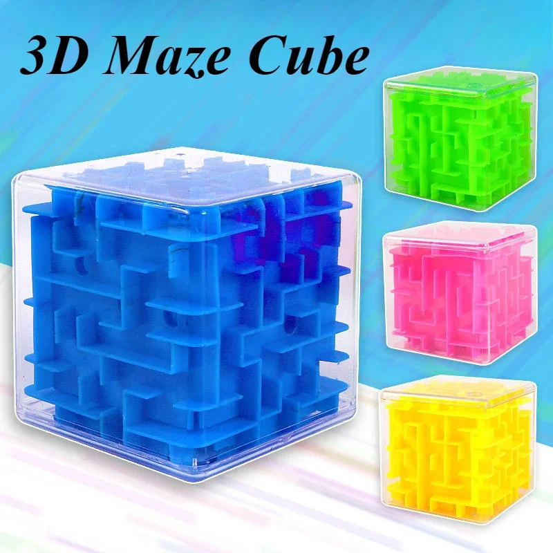 1Pc 3D Rolling Ball Labyrinth Magic Cube Puzzle Six-sided Rolling Ball Game Labyrinth Children Balance Training Educational Toys