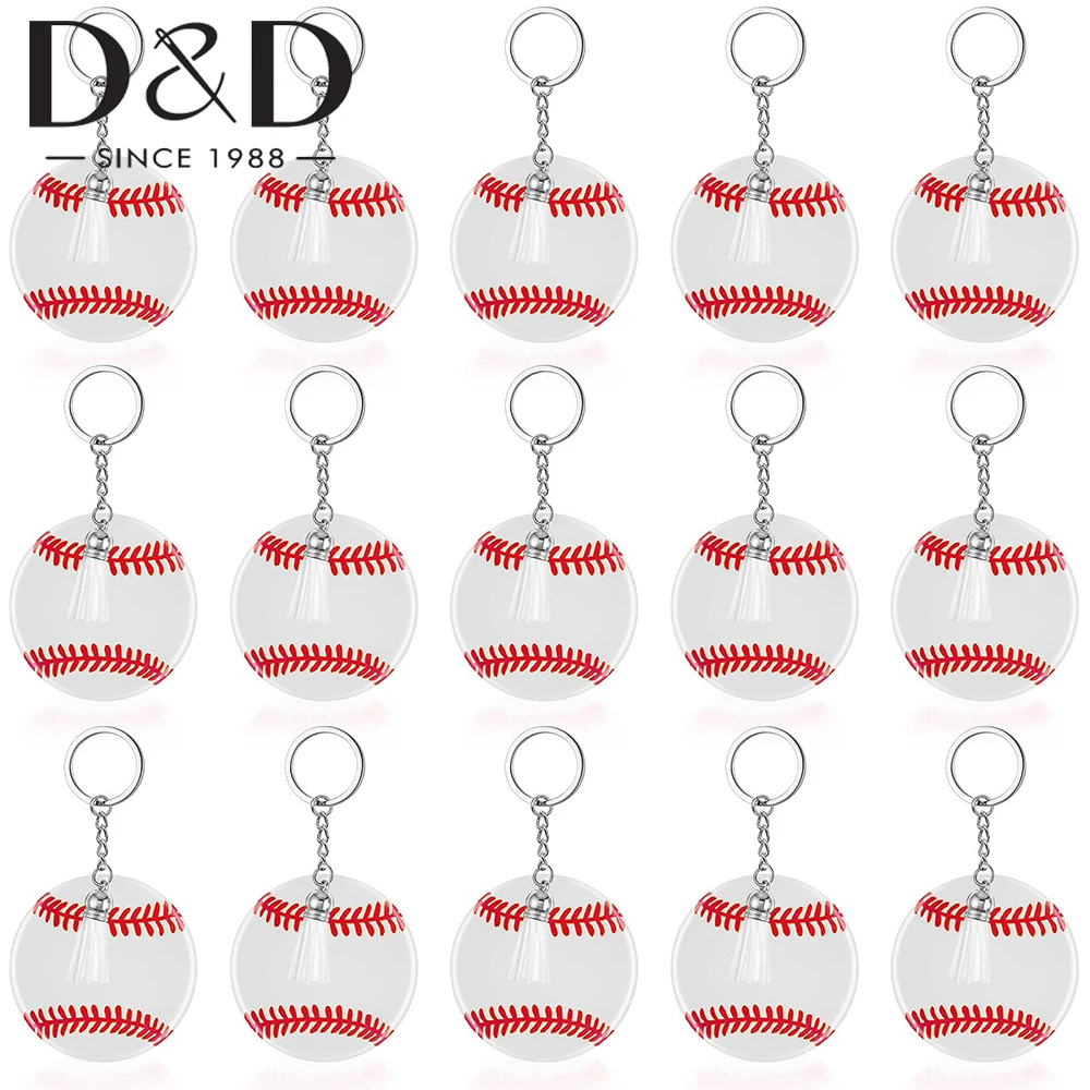 

48Pcs Baseball Acrylic Keychain Blanks Keychain Set With Tassel For Baseball Party Birthday Athletes Souvenir DIY Keychain Craft