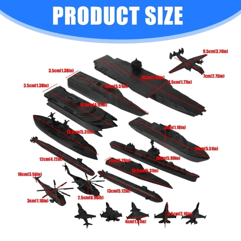17 Stuks Marine Ship Vliegtuigen Model Set Realistisch Ontwerp Oorlogsschip Beeldje Voor STEM Onderwijs Craft Model Scène 15UB
