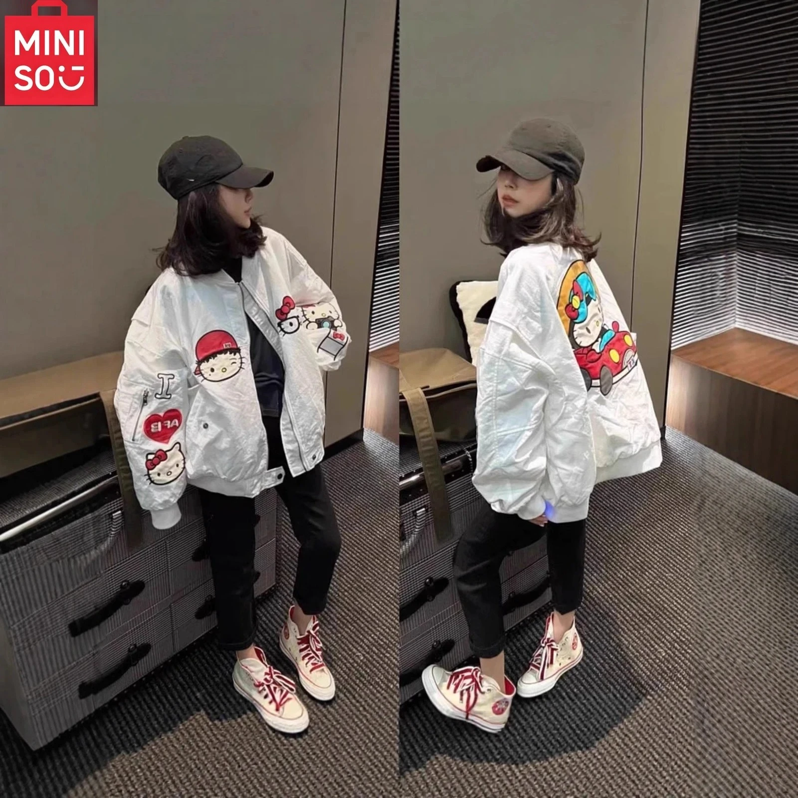

MINISO European Heavy Industry Embroidered Baseball Shirt 2025 Spring and Autumn Edition Women's Loose Jacket Top