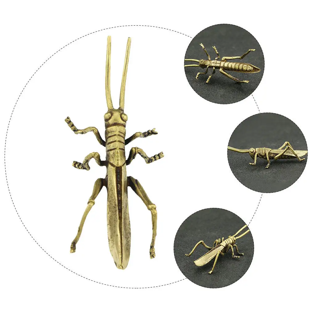 1Pcs Vintage Brass Grasshopper Decoration Home Desktop Ornament Retro Archaize Artware Lifelike Decor Decoration