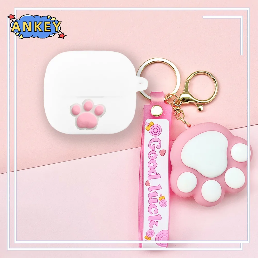 Compatible with Anker Soundcore P42i Bluetooth Earphones Silicone Protective Case Cute Pink Pig Keychain Shockproof Cover