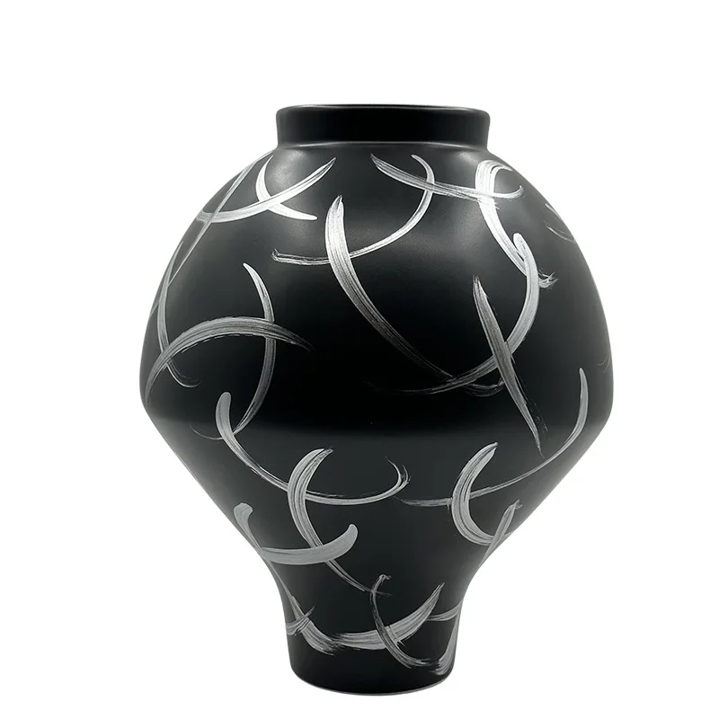 Silver gold-painted ceramic vase flower arrangement home ornament