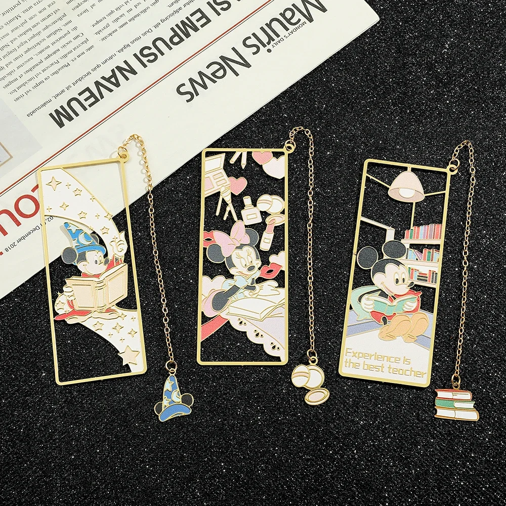 Disney Mickey and Minnie Mouse Creative Metal Bookmark for Women Men Book Lovers Gifts Fans Collection Book Marks Supplies