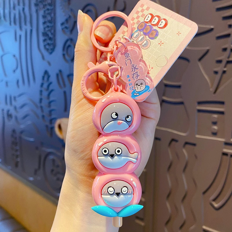 Cartoon Sugared Gourd Panda Skewer Keychain Women Bag Pendant Cute Blueberry Capybara Fruit Peach Leaf Turtle Animal Key Chain