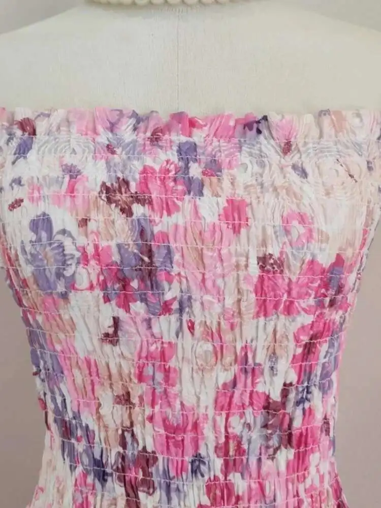 Summer Sundress Sexy Embroidery Floral Short Cake Dress Women Beach Halter Backless Stretch Flower Ruffles Layer Party Vestidos