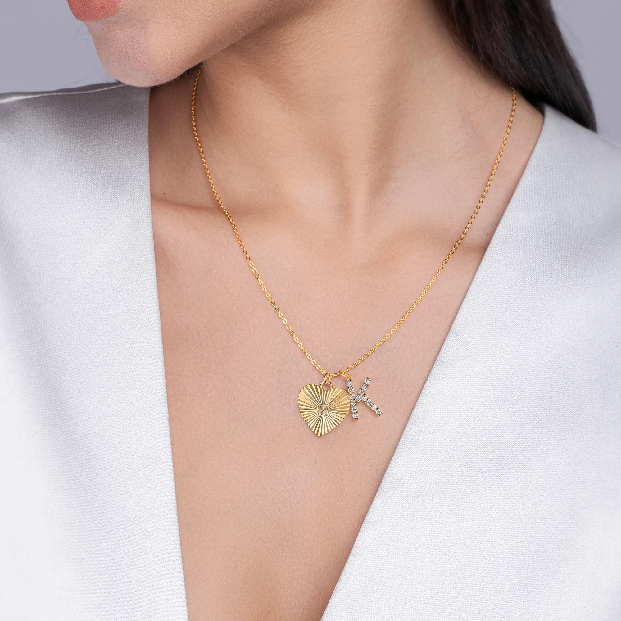 Kfvanfi 925 sterling silver moissanite D VVS1 18k gold plated fashion heart-shaped cross shape women's necklace jewelry gift
